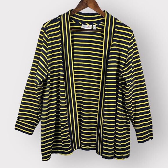 D.‎ & Co. Essentials Open Front Cardigan Women 1XP Striped Jersey A376912 Z87 - Picture 1 of 15